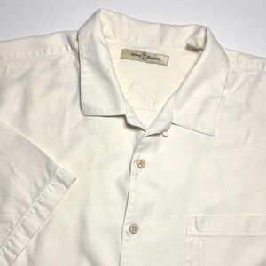 Tommy Bahama Cream Silk Camp Shirt Men's 3XT Short Sleeve Button Up Big & Tall
